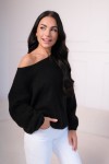 Sweter z wełny merino i moheru BLACK wkładany przez głowę  