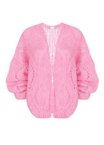  Ażurowy sweter z wełny merino i moheru PINK