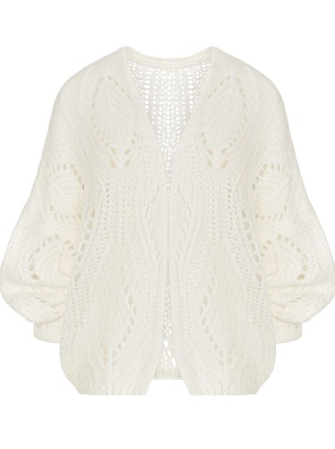 Ażurowy sweter z wełny merino i moheru ECRU