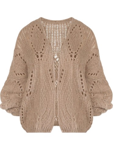 Ażurowy sweter z wełny merino i moheru MOCCA